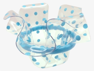 Acrylic Container With Blue Polka Dots - Blue