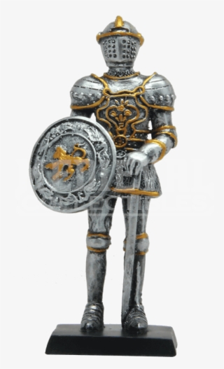 Medieval Knight Swordsman With Shield Statue