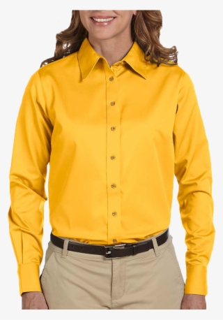 Ladies' Easy Blend™ Long Sleeve Twill Shirt With Stain