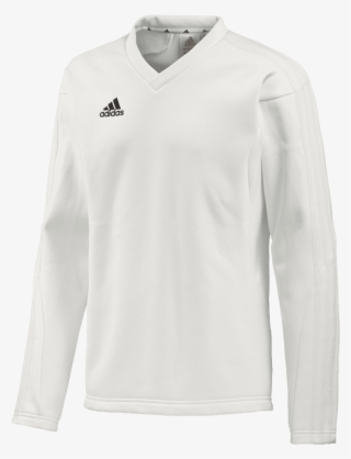 Adidas Long Sleeve Playing Sweater Front - Boys Adidas Cricket Whites