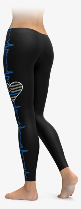 Thin Blue Line Heartbeat Leggings - Guns Ugly Christmas Sweater