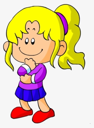 Cartoon Child Clip Art - Niña Pensando Dibujo
