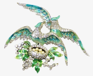 Mb Boucher Rare, Huge Metallic Enamel & Pave 'lovebirds - Jewellery