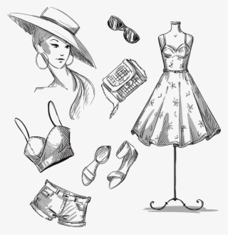 Dress Stock Photography Clothing Women Clothes With - Clothing Drawing