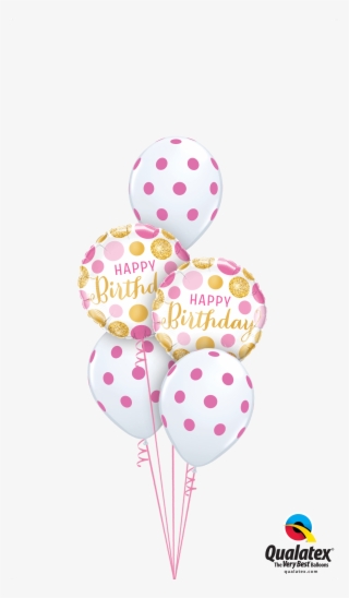 Get Birthday Pink & Gold Dots Classic Helium Balloons