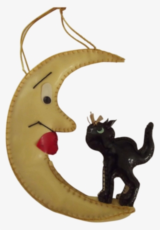 Black Cat And Man In The Moon Vinyl Ornament From Fhtv - Animal Figure