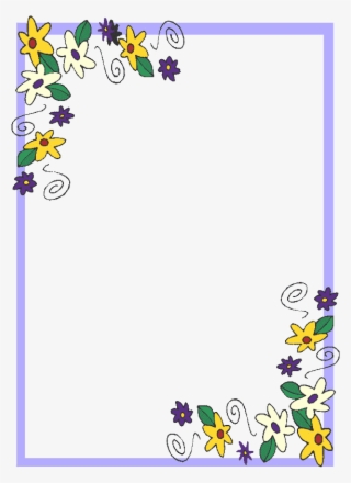 Corner Flowers And Blue Frame - Flower Borders And Frames
