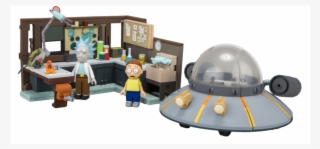 Rick And Morty Spaceship And Garage Construction Set - Rick And Morty Spaceship And Garage Large Construction