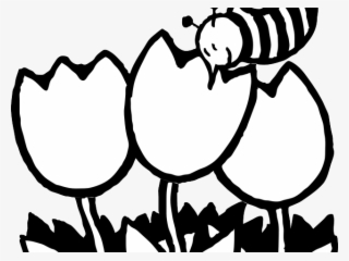 Bee Clipart Outline - Coloring Page Bee Flowers
