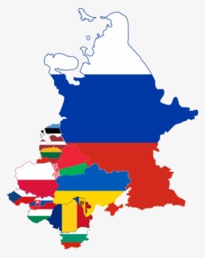 Map Of Russia And Eastern Europe Overlaid By Flags, - Eastern Europe Countries Flags