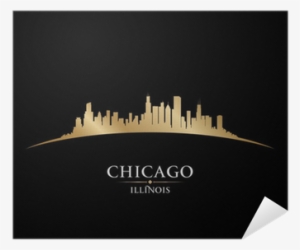 Chicago Illinois City Skyline Silhouette Black Background - Chicago