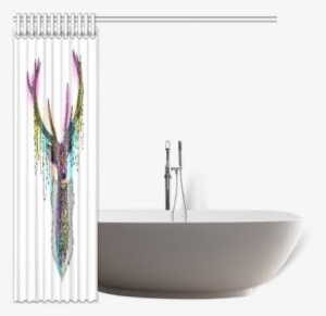 Watercolor Deer Head, Ornate Animal Drawing Shower