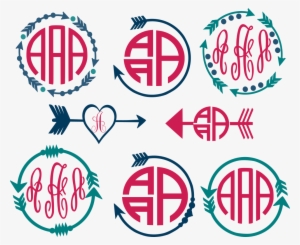 Arrow Circle Monogram Frame Cut Files