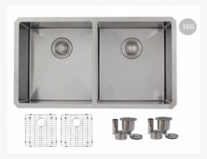 32" Undermount Double Bowl 16g Stainless Steel Sink