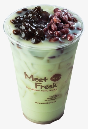 Matcha Milk Tea W/red Bean & Boba - Trà Sữa Trân Châu Đậu Đỏ