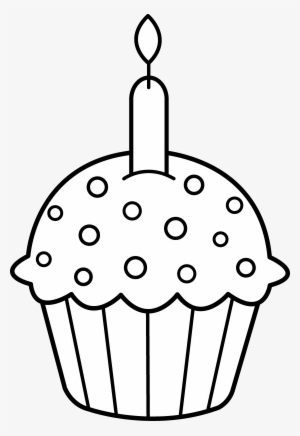 Birthday Cupcake Coloring Page - Birthday Cupcake Clipart Black And White