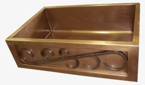 Copper Single Basin Iron Scroll Apron Farmhouse Sink - Drawer