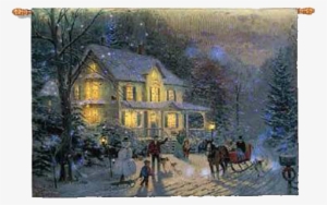 Home For The Holidays Fiber Optic Wall Tapestry By - Ceaco Thomas Kinkade Holiday Home For The Holidays