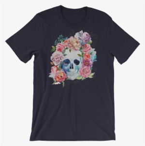 Watercolor Roses Skull T-shirt - Macbook Pro 13 Inch Rubberized Hard Case Ar, Watercolor