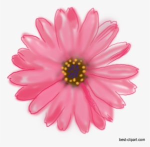 Pink Painted Flower Clip Art Free - Pink Gerbera