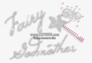 Cute Fairy Godmother Magic Wand Iron On Rhinestone - Calligraphy