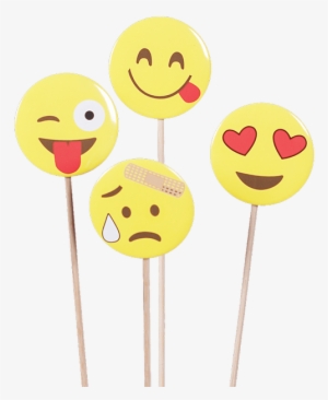 25"rnd Ylw Emoji Pin Pck 4st • - Smiley