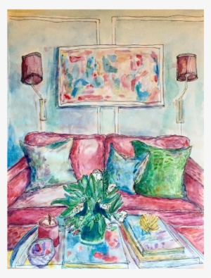 Original "sitting Pretty" Watercolor Study On Paper - Pottery
