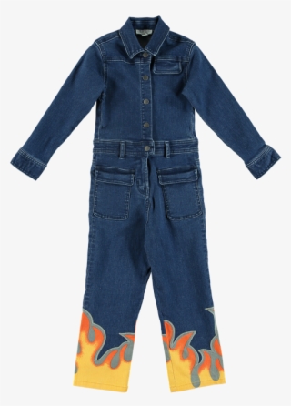 Stella Mccartney Kids Keira Denim Flame Overall - Stella Mccartney Jumpsuit Flames
