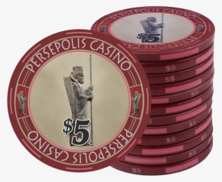 Persepolis Casino Red $5 Ceramic Poker Chip - Casino Token