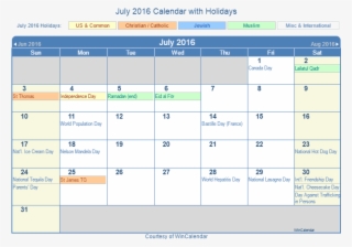 July 2016 Printable Calendar With Us Holidays Including - 2019 Calendar March Holi