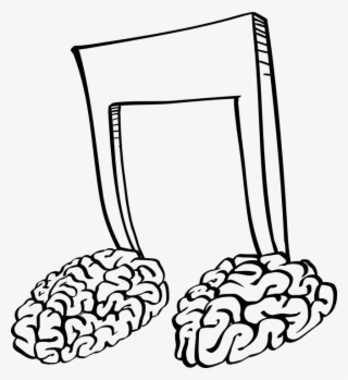 Collection Of Music Notes Cartoon - Brain With Music Note