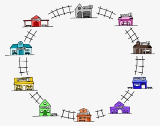 A Circle Of 10 Train Stations Connected By Train Tracks - Diagram