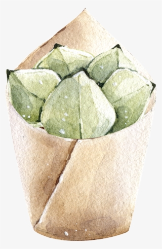 Green Watercolor Hand Painted Potted Plants Transparent - Watercolor Painting