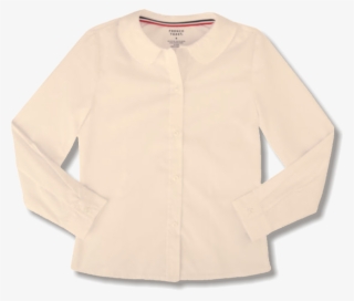 Long Sleeve Peter Pan With Logo - White Button Down Women Png