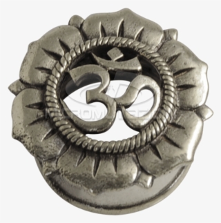 Brass Flesh Tunnel Om Symbol Ear - Emblem