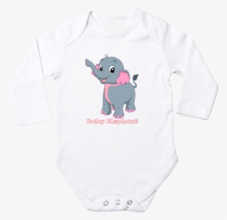 Baby Elephant Long Sleeve Baby Bodysuit - Hippopotamus