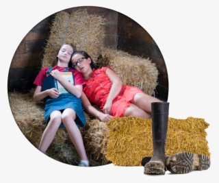 Two Girls Napping On Bales Of Hay - Pony Sitters Club