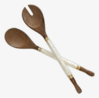 White Capiz & Durian Wood Salad Servers - Capiz