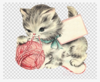 Vintage Cat Png Clipart Cat And Kitten Cat And Kitten - Free Kitten Vintage Art
