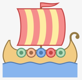The Viking Ship Has An Extended Front With The Water - Clip Art