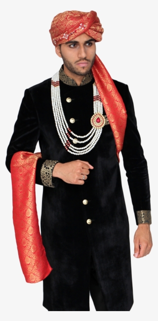 Blood Orange Brocade Turban Hat With Vine Broach - Hat