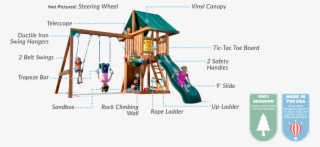 100% California Redwood - Outdoor Swing Set With Monkey Bars