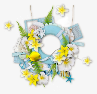 Portable Wreath Frames Design Sea Graphics Floral - Vacances Mer Plage Cadre Avec Fond Transparent