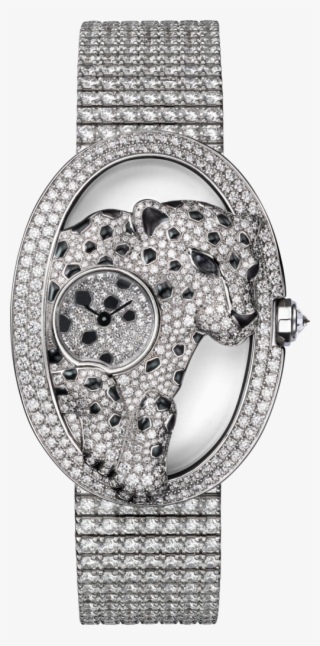 Panthère Ajourée De Cartier Watchlarge Model Rhodiumized - Cartier Panthere Divine Watch