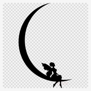 Fairy Moon Png Clipart Moon Clip Art - Crescent Moon Black