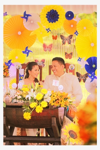 Wedding In The Philippines Blue And Yellow Motif Pinwheel - Bouquet