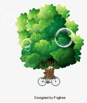Spring Bike, Spring, Leaves, Bicycle Png And Psd - Trees Illustration Png