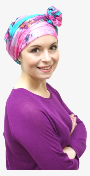 Pink Silk Chemo Headscarf Worn As Headwrap - Headgear