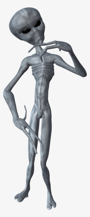 Thinking Alien - Grey Alien Png