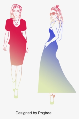 Female Fashion Illustrator Vector Material, Trend Figures, - Illustration